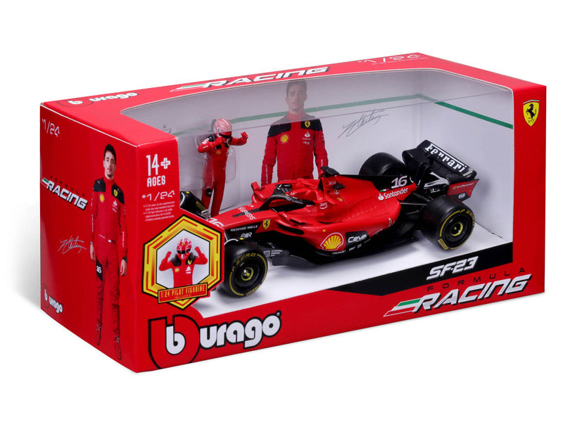 Ferrari model car, SF-23, Charles Leclerc, 1:24, bburago, with pilot