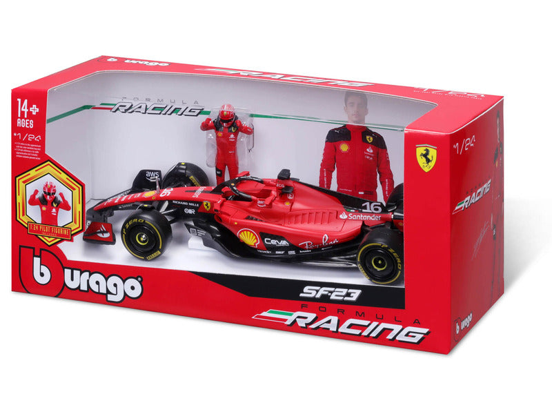 Ferrari model car, SF-23, Charles Leclerc, 1:24, bburago, with pilot