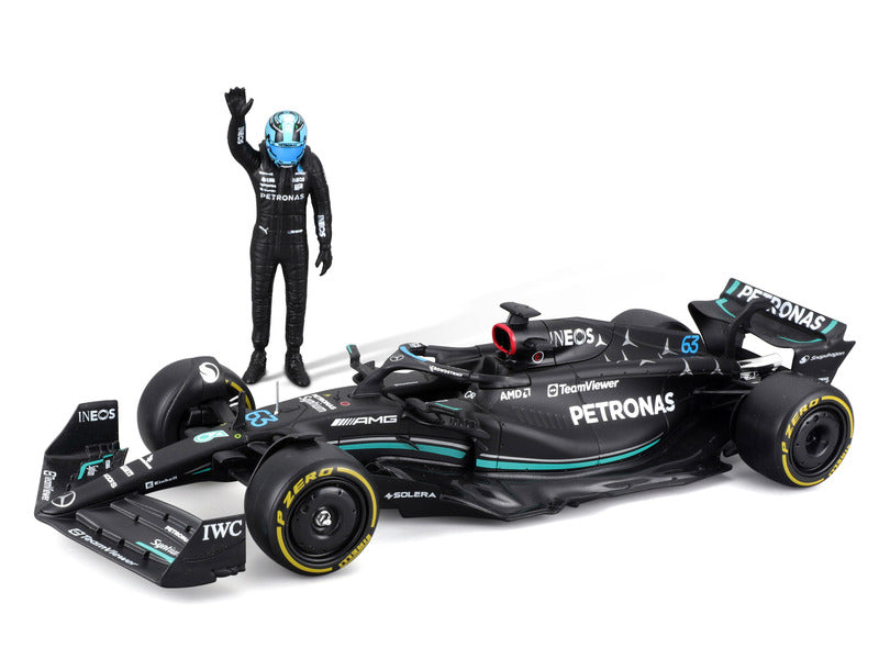 Mercedes model car, bburago, George Russell, #63, 1:24, W14 E, with pilot