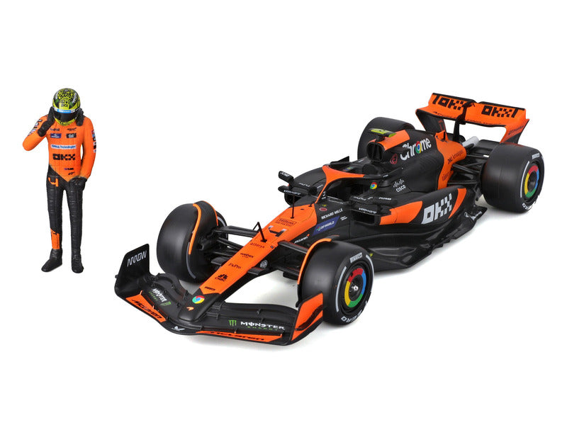 McLaren model car, bburago, Lando Norris, 1:24, #4, MCL38, with pilot