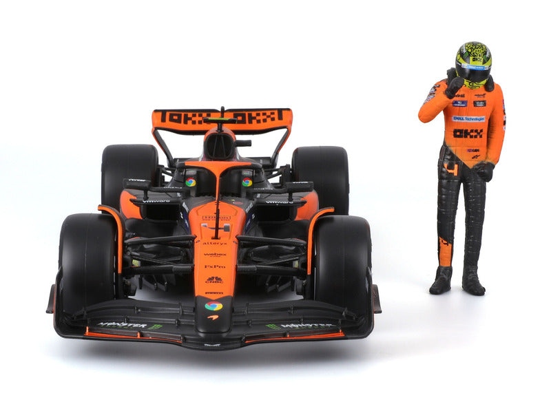 McLaren model car, bburago, Lando Norris, 1:24, #4, MCL38, with pilot