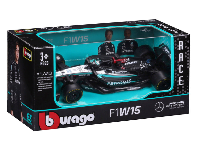 Mercedes model car, bburago, George Russell, #63, 1:43, F1W15