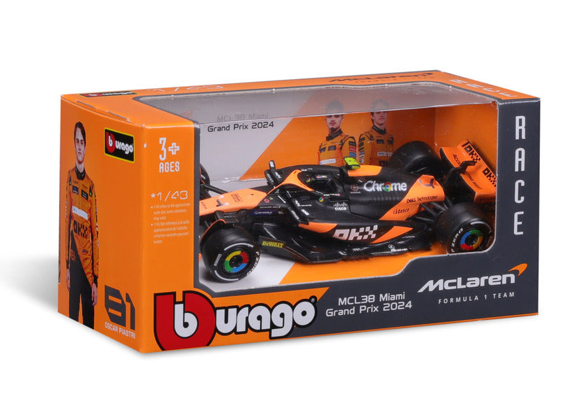McLaren model car, Bburago, Lando Norris, Miami livery, MCL38 đ„