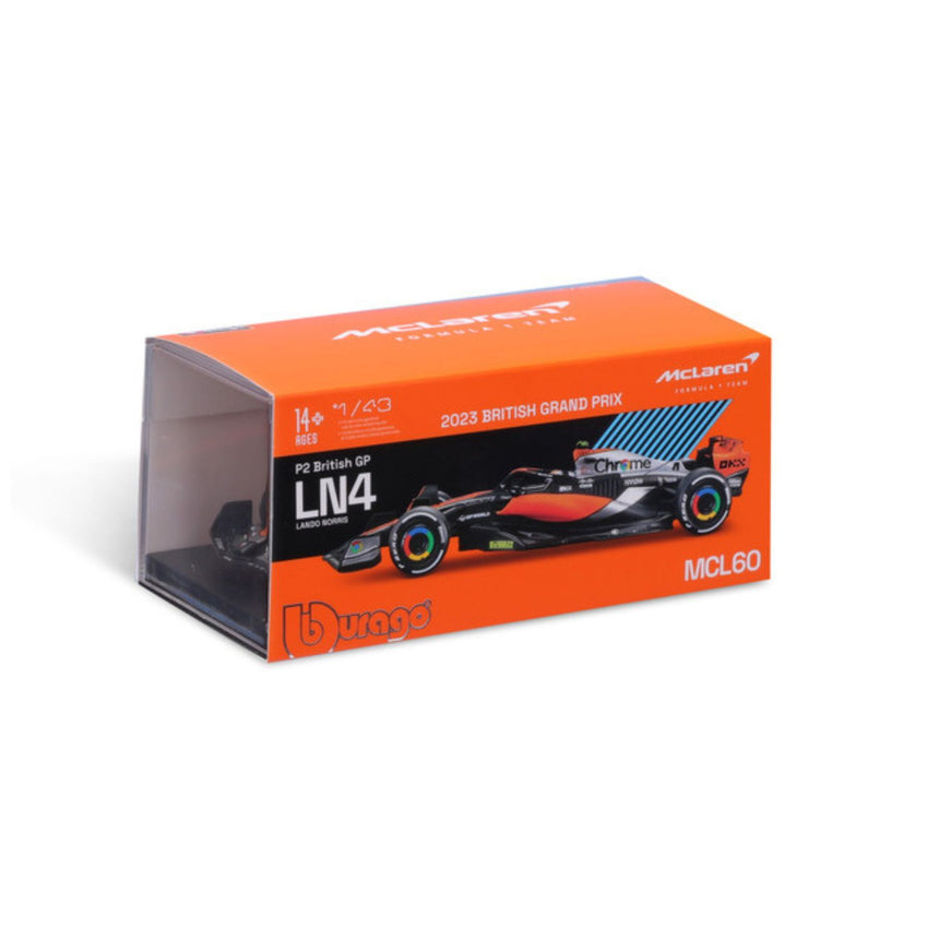 Coche de Fórmula 1 McLaren, con casco, MCL60, bburago, 1:43, Lando Norris #4