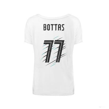 Mercedes Womens T-shirt, Bottas Valtteri 77, White, 2018 - FansBRANDS®
