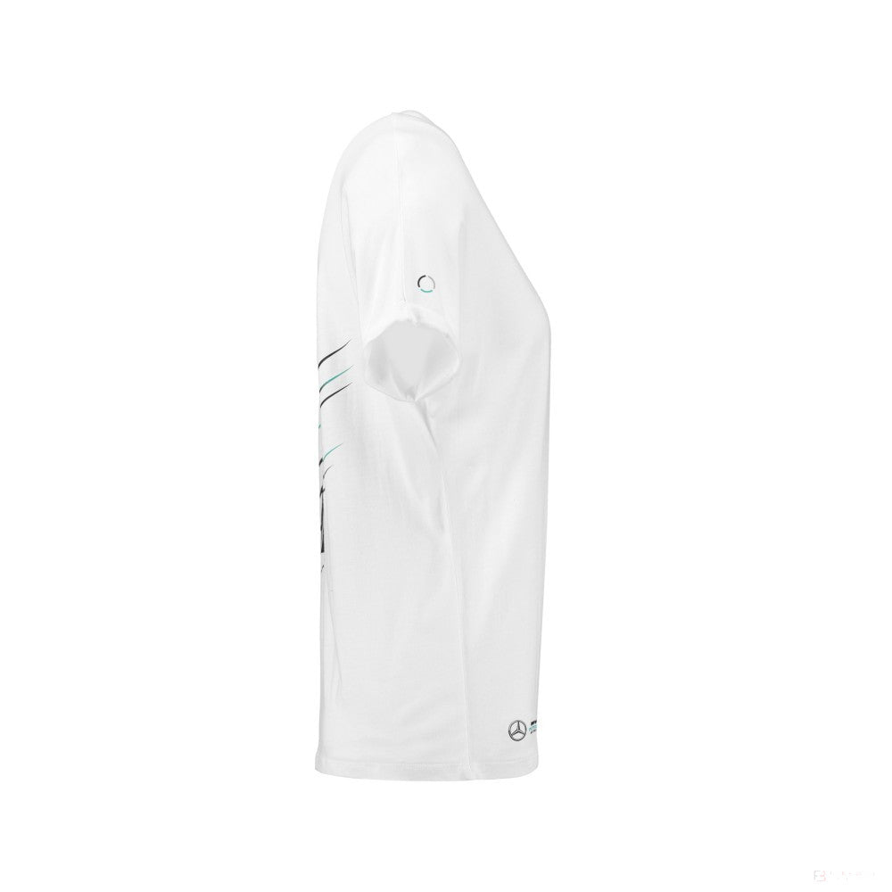 Mercedes Womens T-shirt, Bottas Valtteri 77, White, 2018 - FansBRANDS®