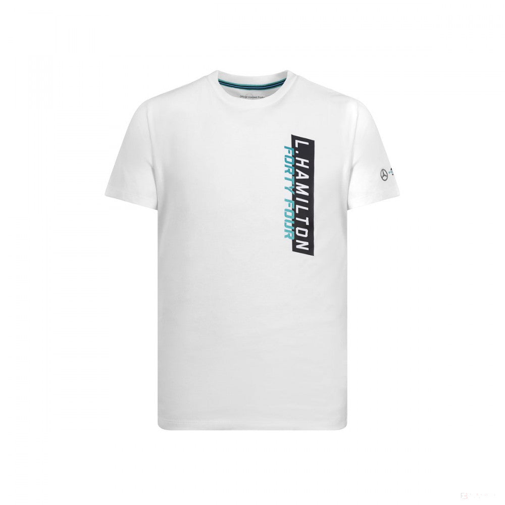 Mercedes T-shirt, Lewis Hamilton #44, White, 2019 - FansBRANDS®