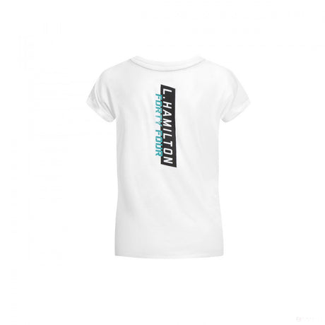 Mercedes Womens T-shirt, Lewis Hamilton #44, White, 2019 - FansBRANDS®