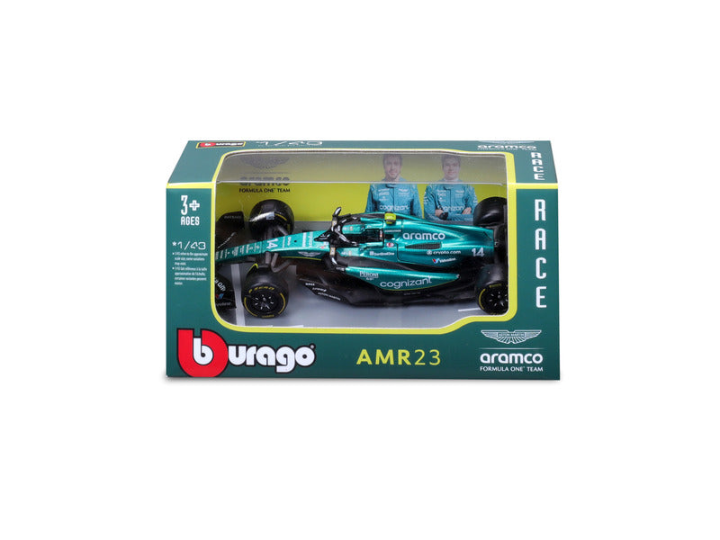 Aston Martin model car, AMR23, bburago, 1:43, Fernando Alonso #14, 2023