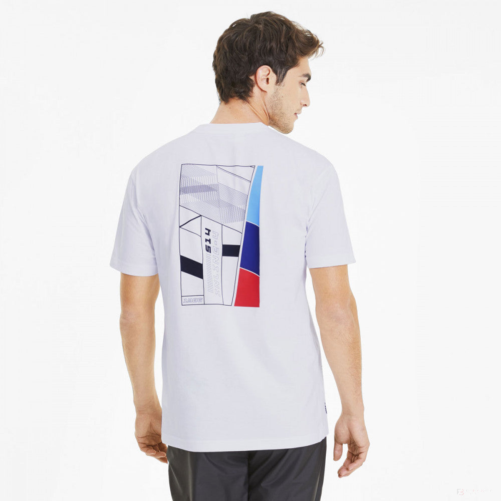 BMW T-shirt, Puma BMW MMS Life Graphic Round Neck, White, 2020 - FansBRANDS®