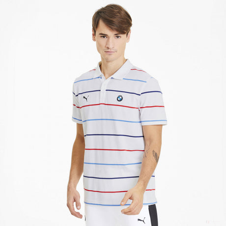 BMW T-shirt, Puma BMW MMS Striped Round Neck, White, 2020 - FansBRANDS®