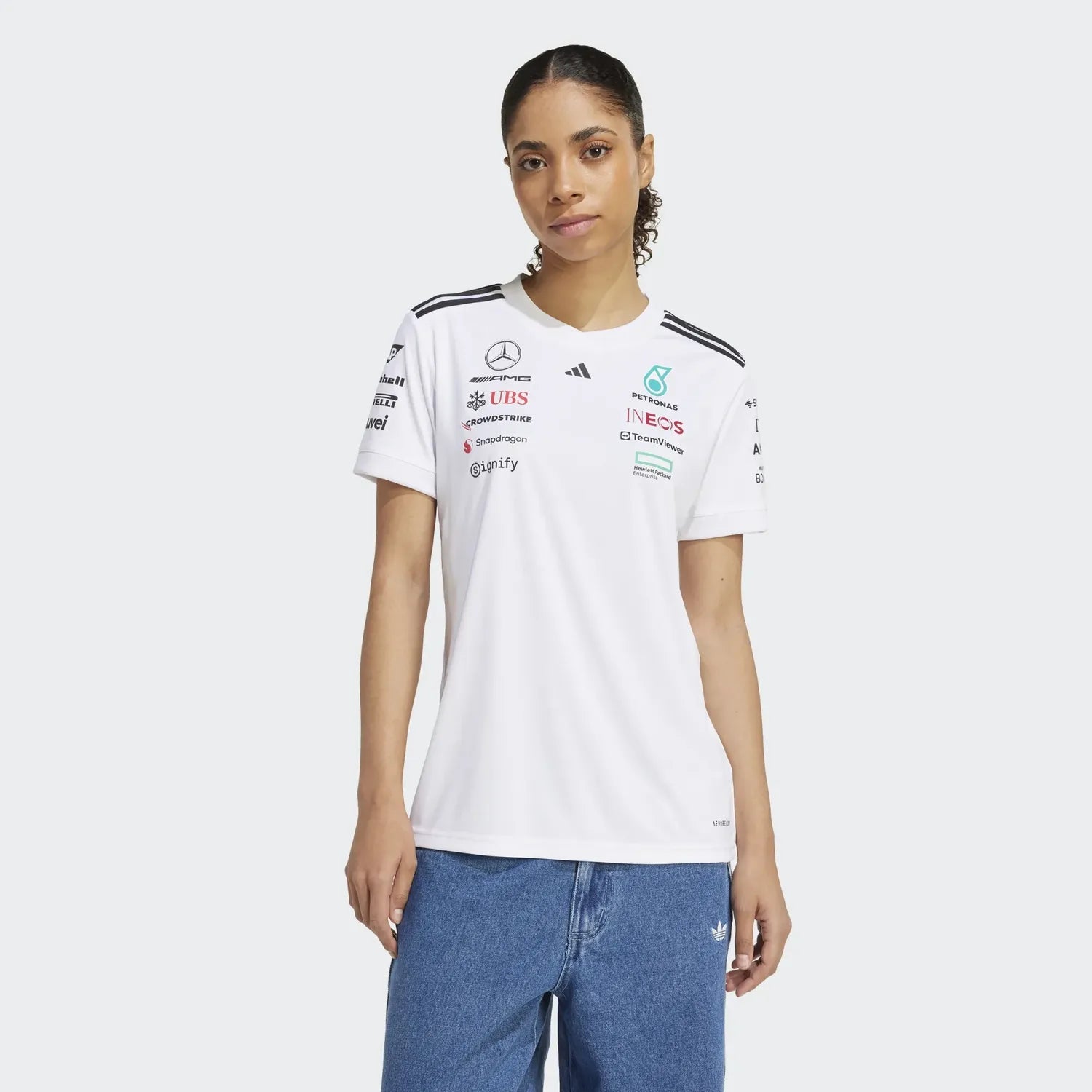 Camiseta de manga corta de piloto de Mercedes para mujer š„