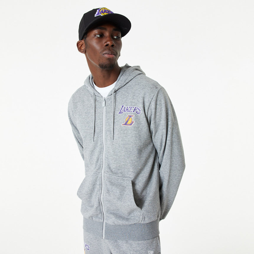 Los Angeles Lakers sweatshirt, hooded, fullzip, New Era, grey