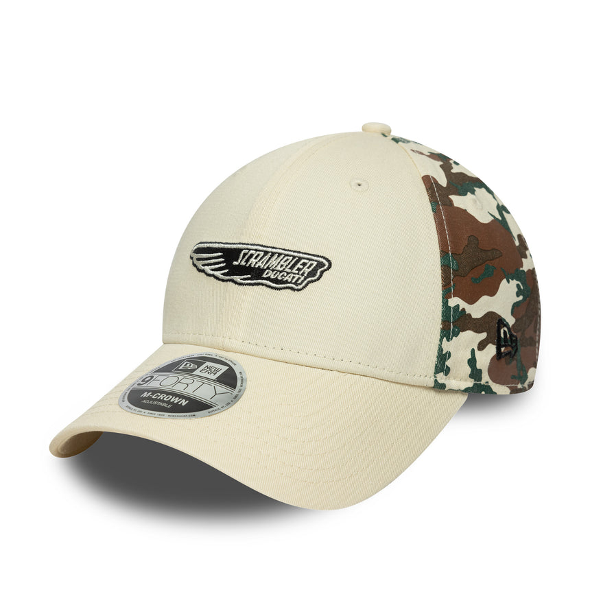 Ducati cap, scrambler camo, New Era, 9FORTY, beige