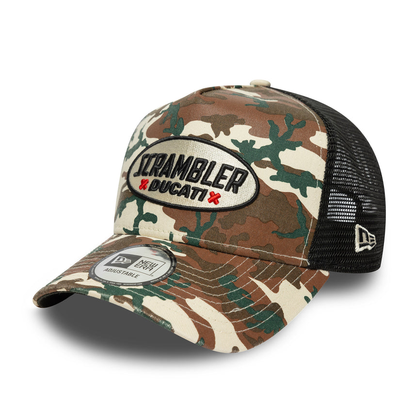 Ducati cap, trucker, scrambler camo, New Era, 9FORTY, beige