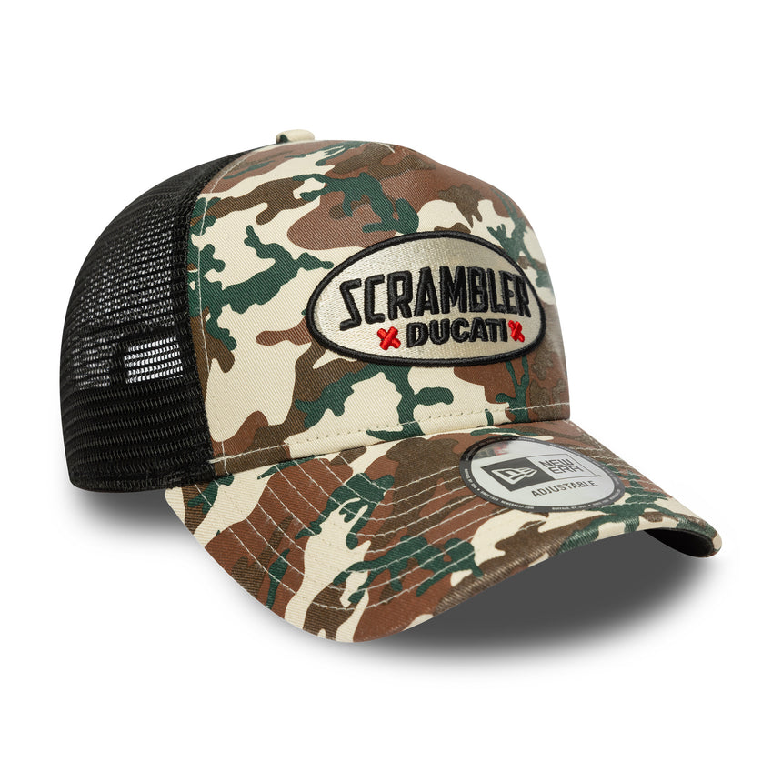 Ducati cap, trucker, scrambler camo, New Era, 9FORTY, beige