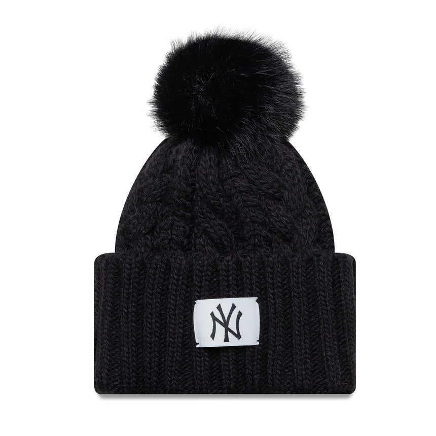 New York Yankees beanie, women, wide cuff, New Era, black