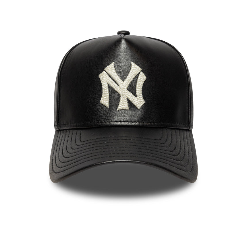 New York Yankees cap, leather, New Era, 9FORTY, black