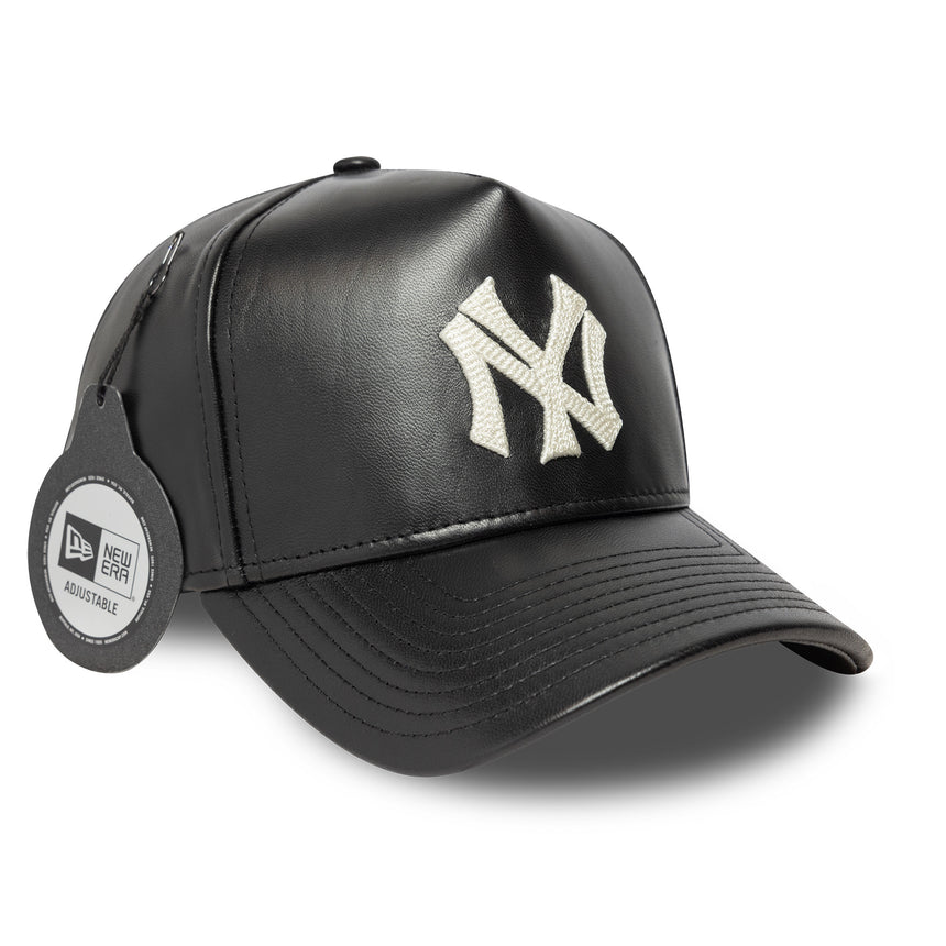 New York Yankees cap, leather, New Era, 9FORTY, black