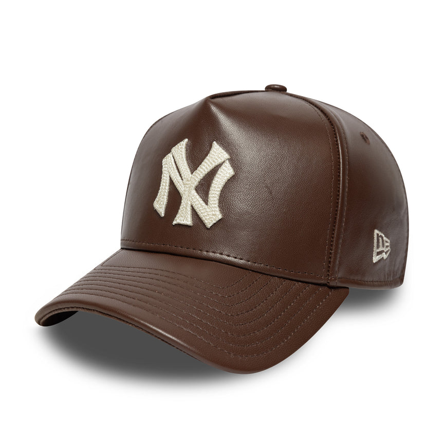 New York Yankees cap, leather, New Era, A-frame, brown