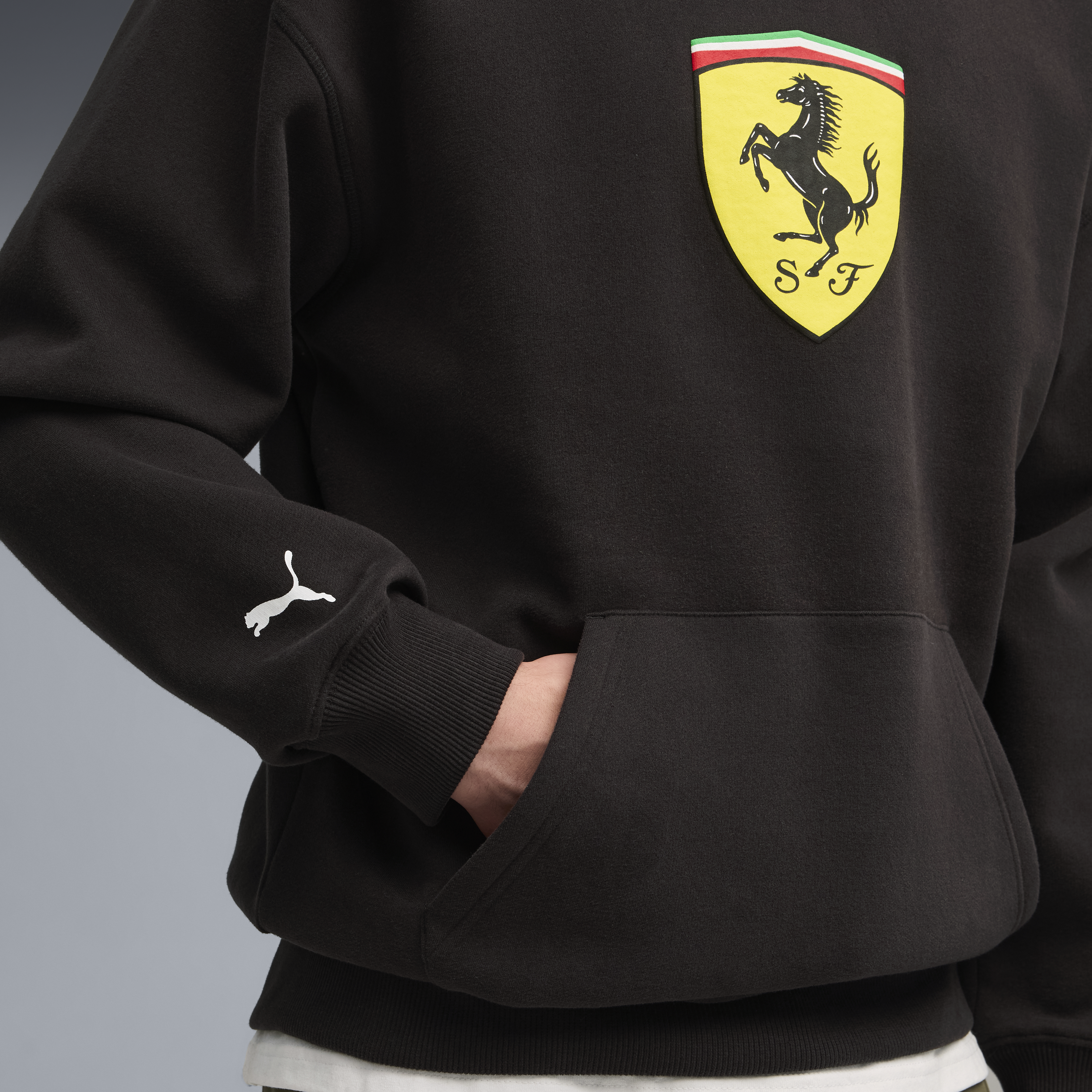 Ferrari hoodie, Puma, sportswear, shield logo, black š„
