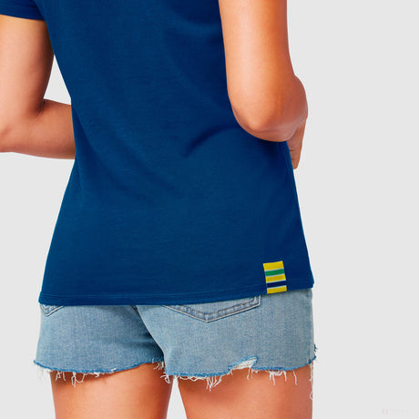 Ayrton Senna Womens T-shirt, Logo, Blue, 2021 - FansBRANDS®