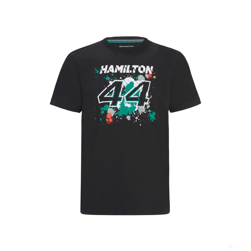 Mercedes Lewis Hamilton T-Shirt, LEWIS #44, Black, 2022 - FansBRANDS®