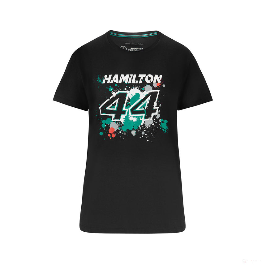 Mercedes Lewis Hamilton Womens T-Shirt, LEWIS #44, Black, 2022 - FansBRANDS®