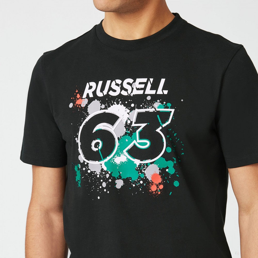 Mercedes George Russell T-Shirt, GEORGE #63, Black, 2022 - FansBRANDS®
