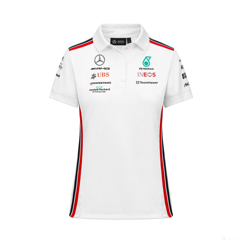 Mercedes Team Womens Polo, White, 2023 - FansBRANDS®
