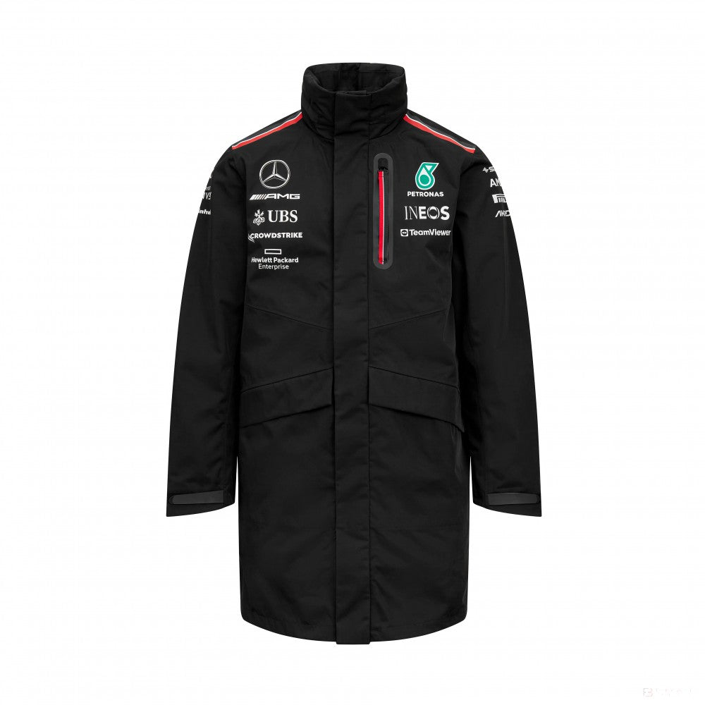 Mercedes Team Mens Rain Jacket, Black, 2023 - FansBRANDS®