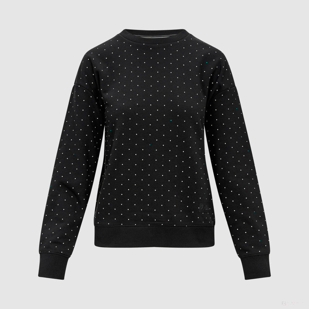 Mercedes Womens Polka Dot Crew Sweatshirt, Black - FansBRANDS®