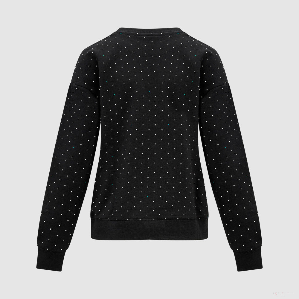 Mercedes Womens Polka Dot Crew Sweatshirt, Black - FansBRANDS®