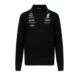 Mercedes Team Knitted Long Slevee Polo, Black, 2023 - FansBRANDS®