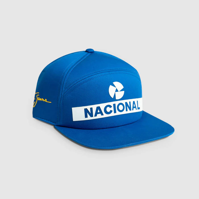 Ayrton Senna cap, Nacional, original 1984, with fabric hard case, blue