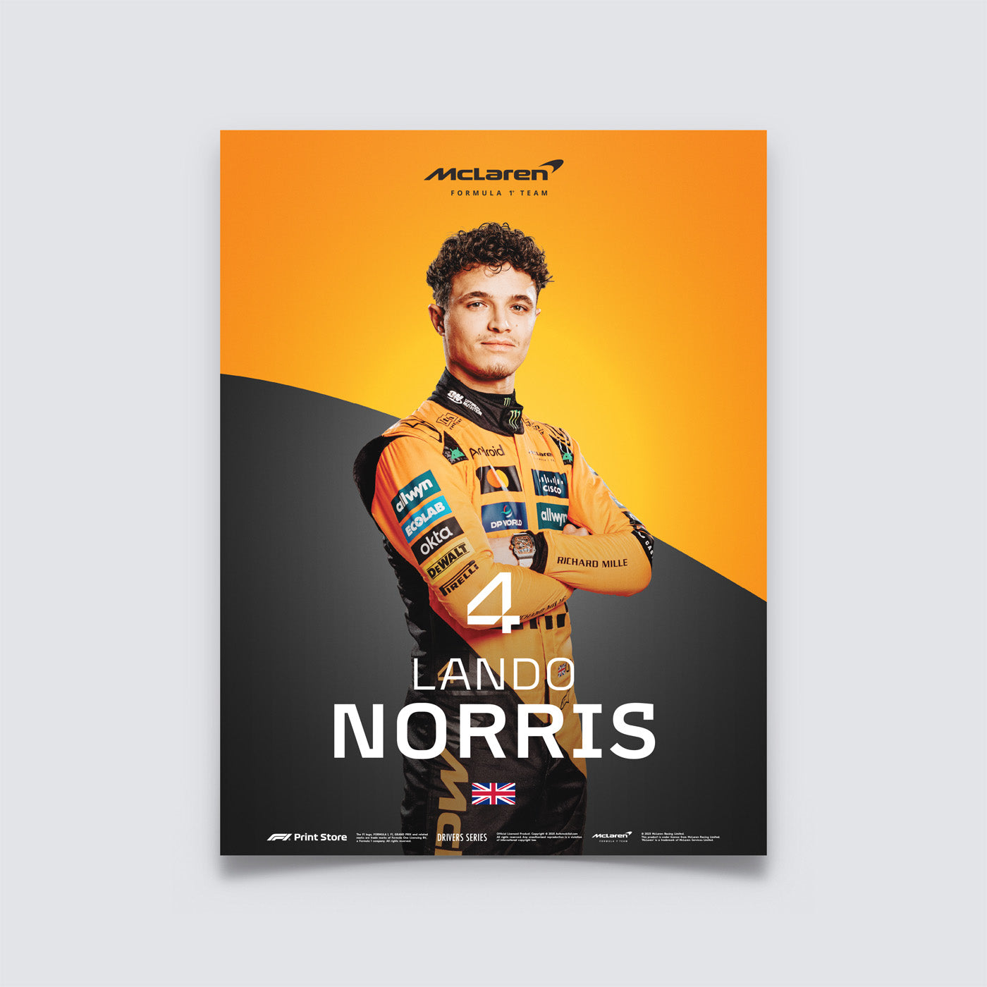Original F1 Print – Lando Norris Poster (A3 Size) 🔥