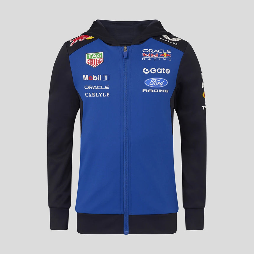 Red Bull hoodie, team, full zip, kids, blue