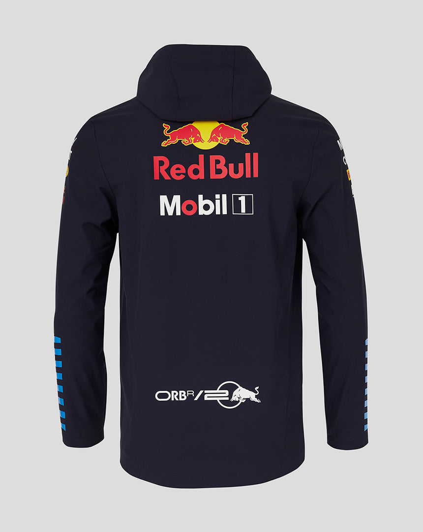 Blue Red Bull jacket back with Mobil 1 branding