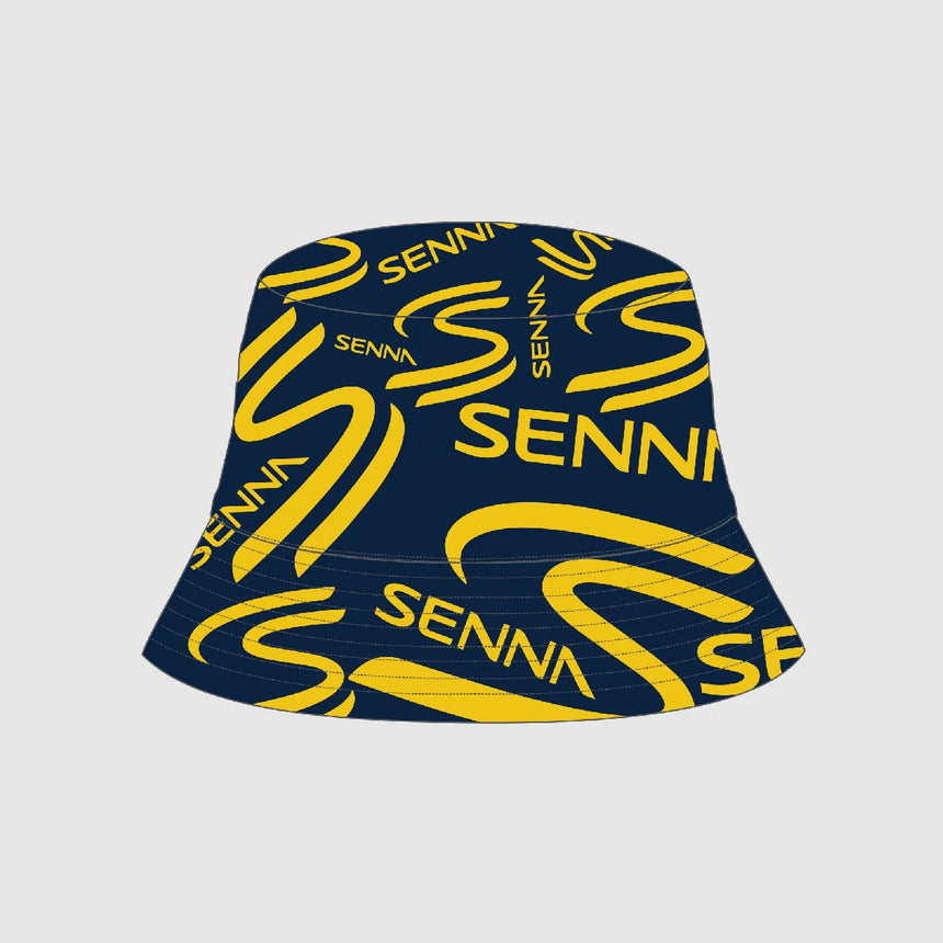 Ayrton Senna bucket hat, reversible, blue
