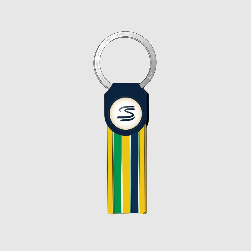 Ayrton Senna keychain, stripe, blue