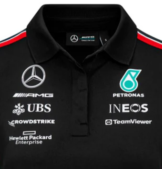 Polo de mujer del equipo Mercedes, negro, 2023