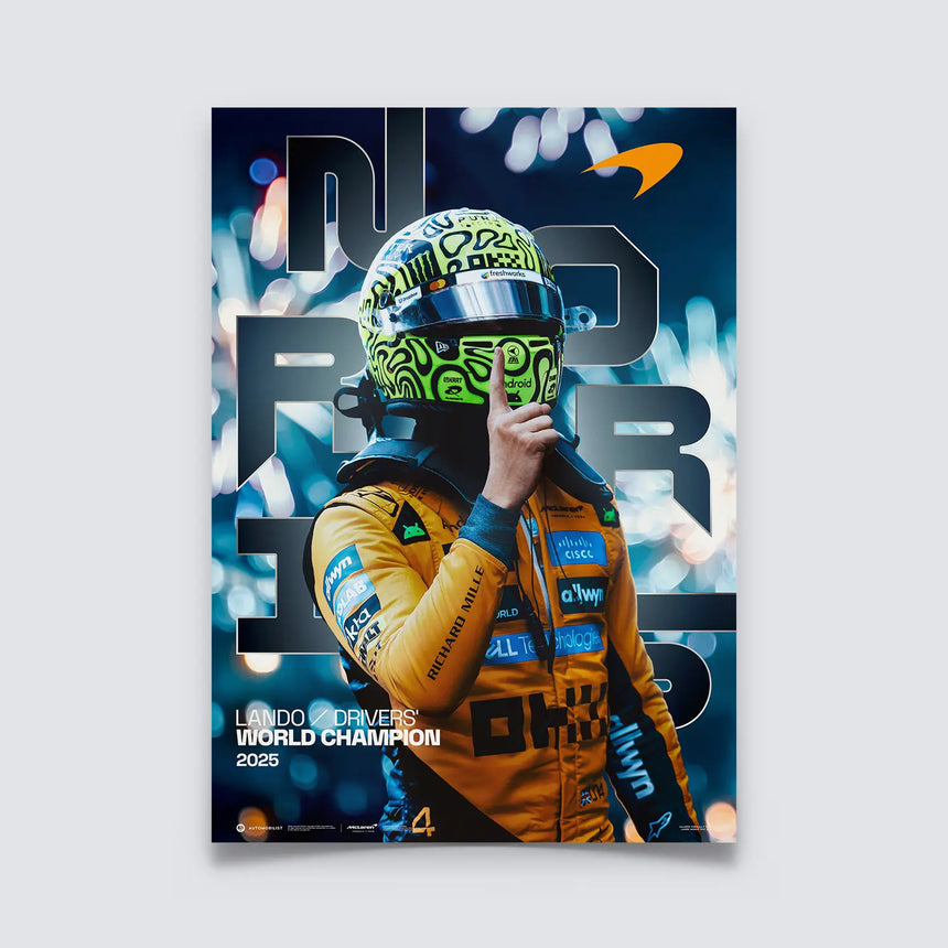 McLaren WDC champion poster, Lando Norris, 2025
