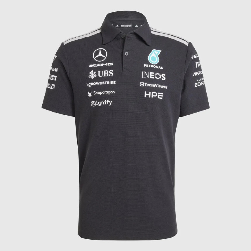 Mercedes polo, team, engineers, adidas, black, 2026