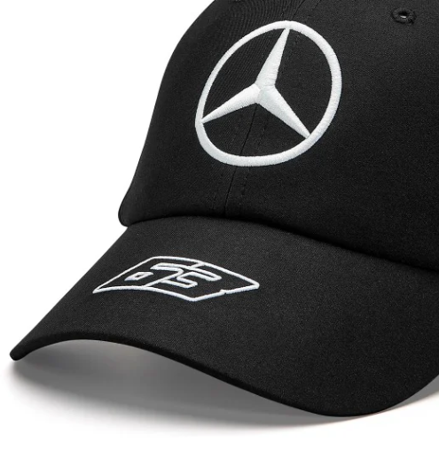 Gorra de piloto del equipo Mercedes George Russell, negra, 2023