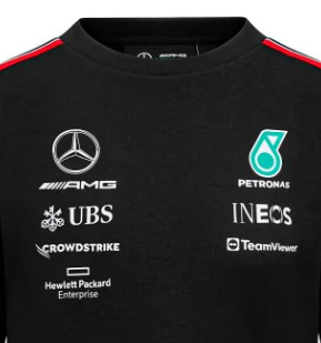 Sudadera con cuello redondo para mujer del equipo Mercedes, negra, 2023