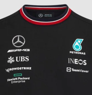 Camiseta infantil Mercedes Team, negra, 2022