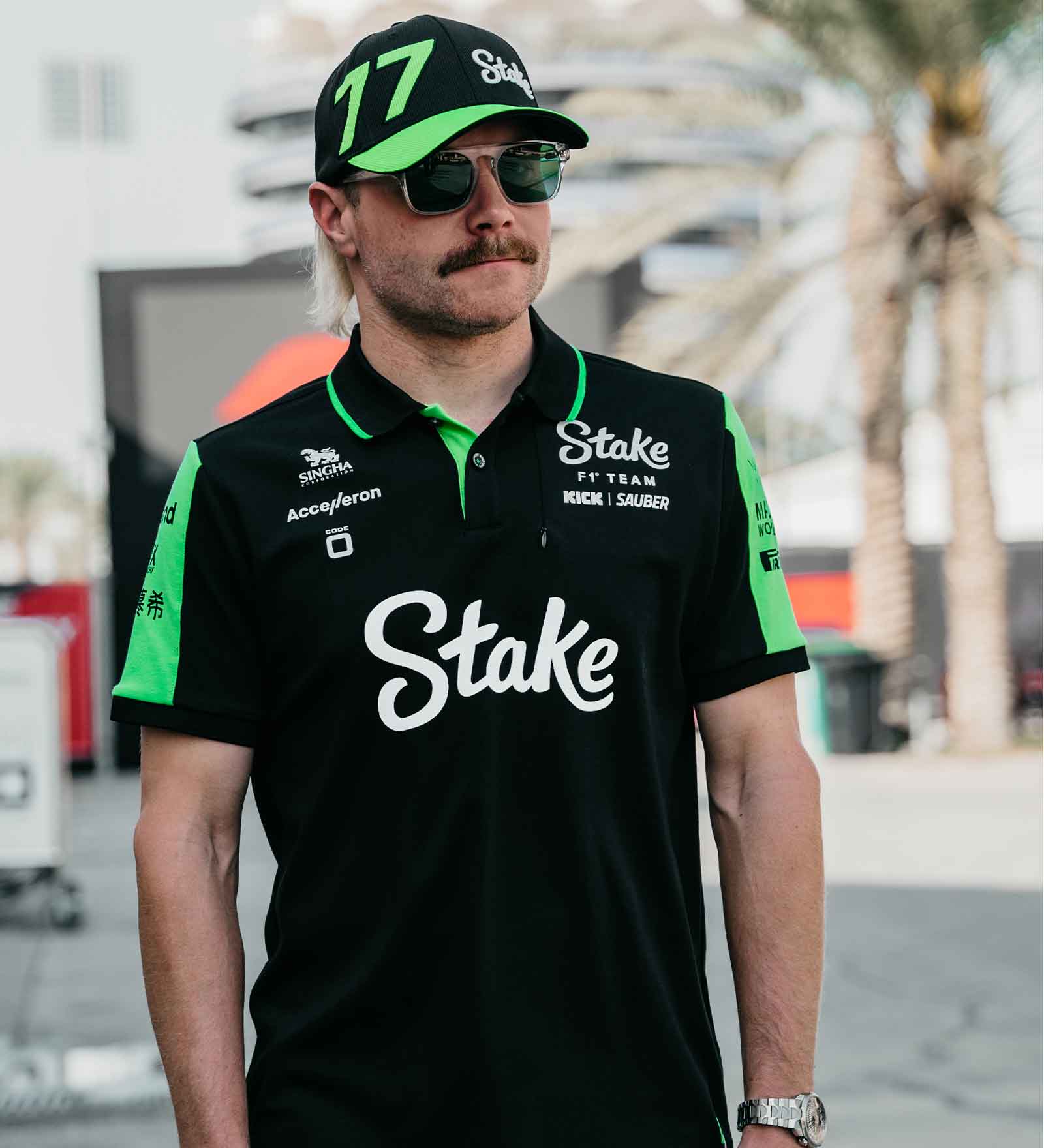 Polo Kick Sauber, CODE ZERO, equipo, carrera, negro, 2024