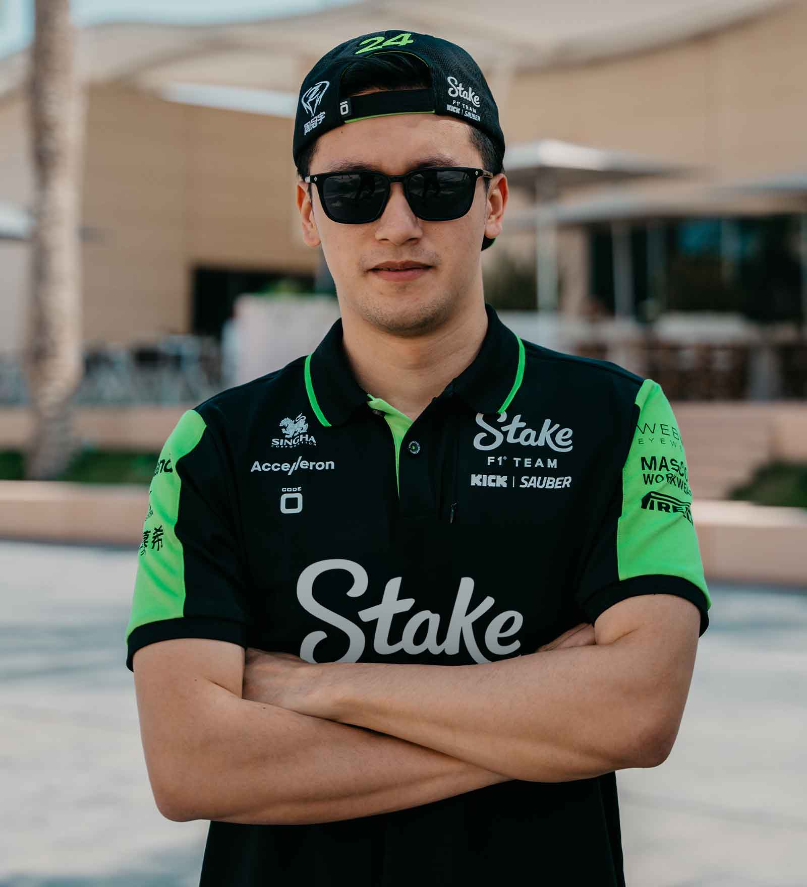 Polo Kick Sauber, CODE ZERO, equipo, carrera, negro, 2024