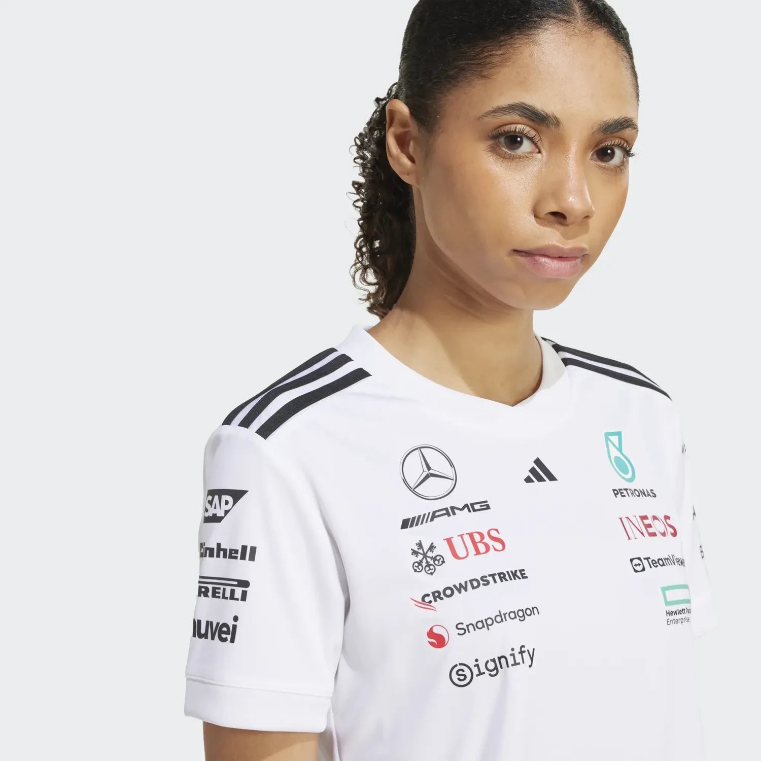 Camiseta de manga corta de piloto de Mercedes para mujer š„