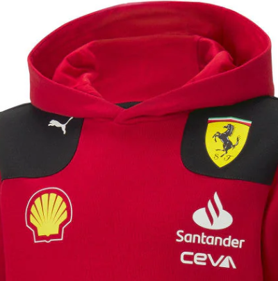 Sudadera con capucha del equipo Ferrari para niños Rosso Corsa